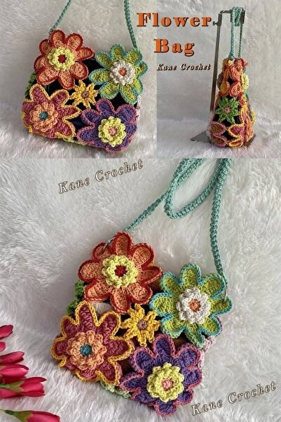 ARTTMACRAME Floral Knitted Bag Large Size Handmade Summer Shoulder and Beach Bag