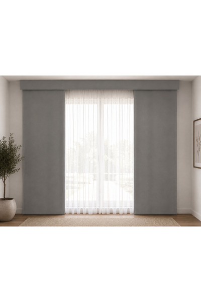 S&H Solis tekstil Koyu Gri,1/1 Pilesiz %100 Işık Geçirmez Blackout-İçi Siyah ...