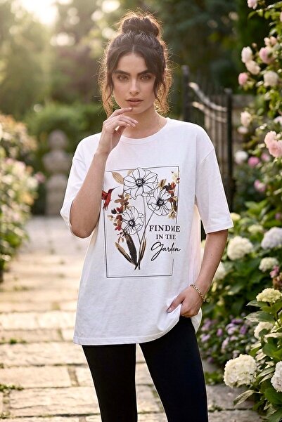 TOFİSA Printed Short Sleeve Tunic - 1309-White