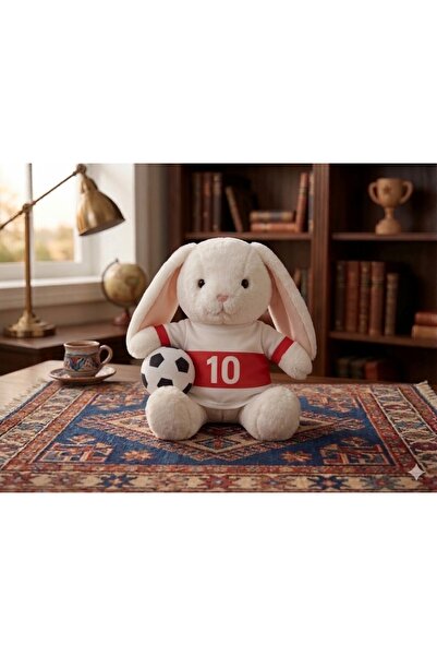TIGOES Taraftar Peluş Tavşan Oyuncak - Kırmızı Beyaz Sporcu Formalı 10 Numara Peluş Hediye