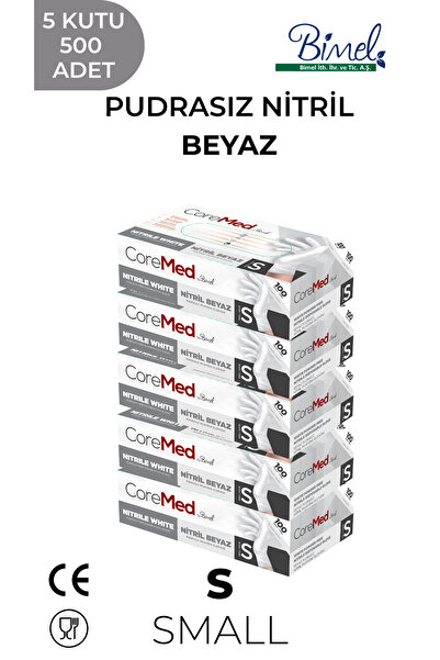 COREMED Nitril Beyaz Muayene Eldiveni S - 5 Paket 100 lü