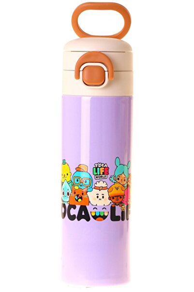 KAUKKO Kids 520 ml Toca Life Printed Lilac - Turquoise Girls' Steel Thermos F...