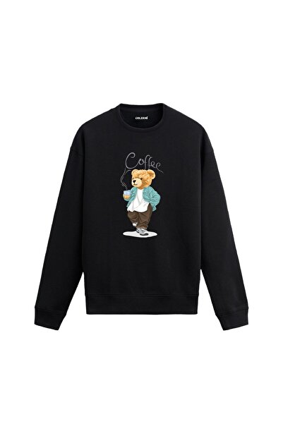 Colermi Teddy Bear Printed Sweatshirt - Coffee Design