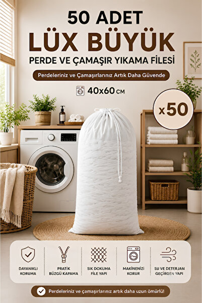 MorPort 50 Adet Büyük 40x60 Perde Ve Çamaşır Yıkama Filesi