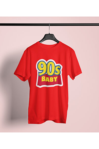 MG تي شيرت قطني مطبوع عليه 90'S BABY ذو ياقة دائرية وقصة كبيرة الحجم للجنسين ...