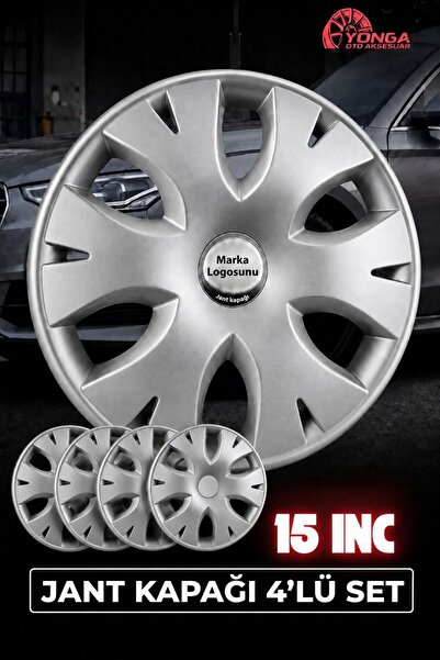 YONGA OTO AKSESUAR RENAULT MEGANE 2 15 İnç Jant Kapağı 4'lü Set Gümüş + 4 Amb...