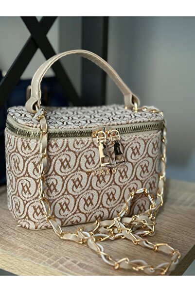 aslimboutique Aslım Butik Gold Detaylı Desenli Vanity Çanta