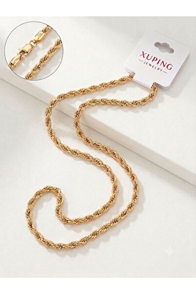 XUPİNGS JEWELRY قلادة سلسلة ملتوية مطلية بالذهب من Xuping - تصميم حبل بلون ذه...