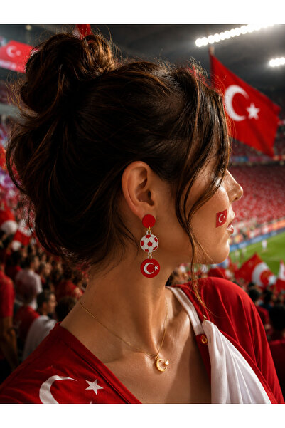 Heners Our Kids Earrings – Football Ball & Moon Star Fan Earrings