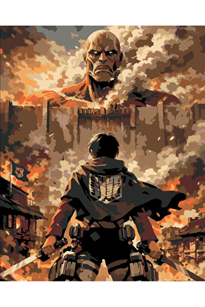 wombhobby Attack of Titan Eren Dev Titana Karşı 2 Sayılarla Boyama Seti 40x50...