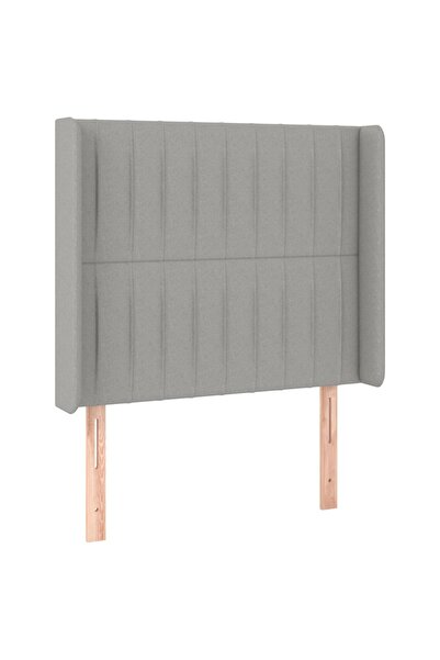vidaxl Tăblie de pat cu aripioare gri deschis 83x16x118/128 cm textil