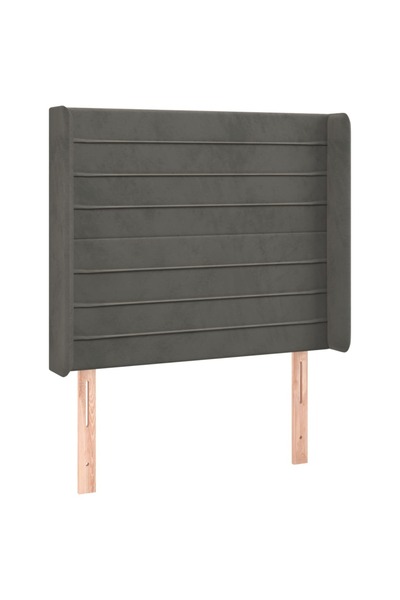 vidaxl Tăblie de pat cu aripioare gri închis 83x16x118/128 cm catifea