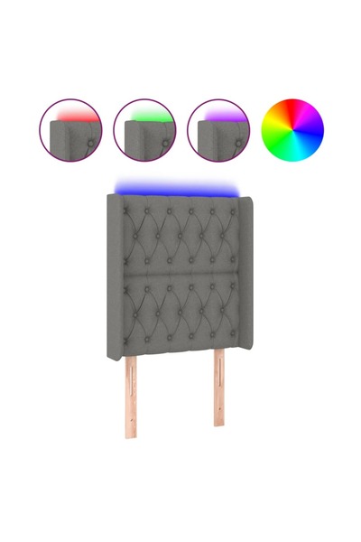 vidaxl Tăblie de pat cu LED, gri închis, 83x16x118/128 cm, textil