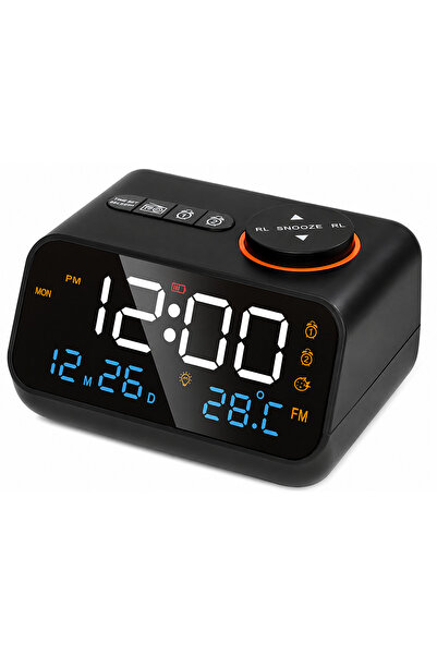 KENLY Dekoratif LED Dijital Çalar Saat FM Radyo Çift Alarm Şarjlı Pilli Sıcak...