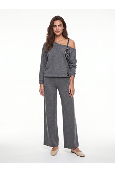 ONLOOX Anthracite Thessaloniki Knitted Fabric Single Shoulder Detailed Top an...