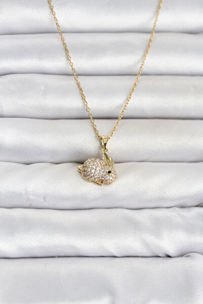 online kapsulavm avm alışveriş 316L Steel Chain Gold Color Zircon Stone Rabbi...