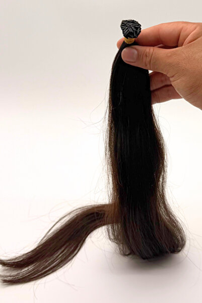 %100 Gerçek Özbek İnsan Saçı Mikro Kaynak 70 CM Doğal Koyu Kahve 50 Adet 30 GR