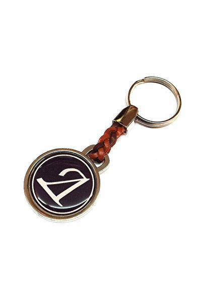 AMALFİ Leather Stainless Steel Keychain Monogram D