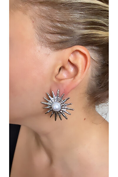 VNS Accessories Pearl Detail Sun Earrings (4 cm)