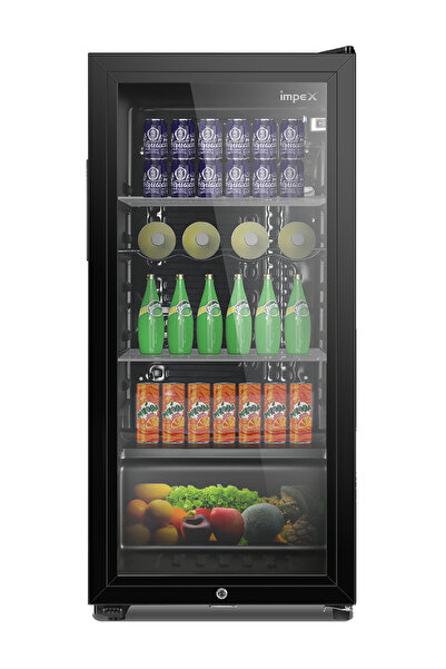 IMPEX IMBC100 85L Showcase Chiller Black Child Lock & Key Fast Cooling Glass ...