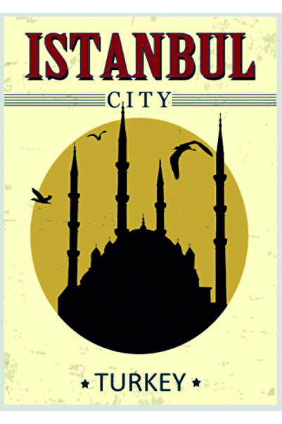 Lucena Tablou din lemn MDF cu tematică Istanbul Silhouette, decor de perete, ...