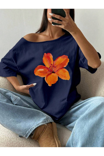 OVER HEAD Tricou de damă cu imprimeu floral, cu decolteu bărcuță, fără umeri,...