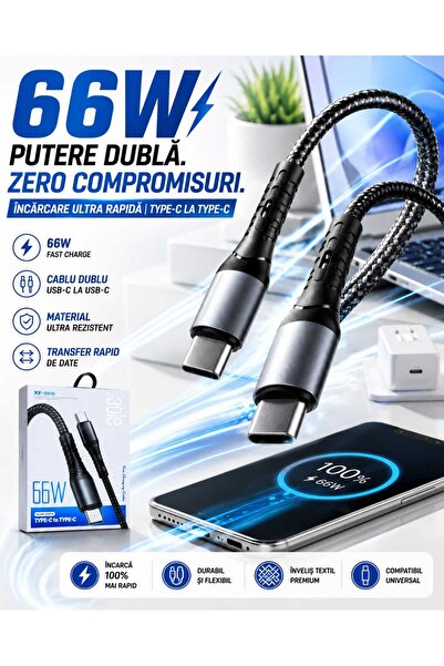 ANY SHOP MARKET Cablu Încărcare Rapidă USB-C la USB-C 66W XF-169, Fast Charge...
