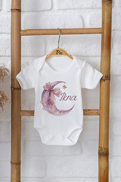 Pia Baby İsme Özel Kız Bebek Zıbını %100 Pamuk Çıtçıtlı Body Organik Baskılı ...