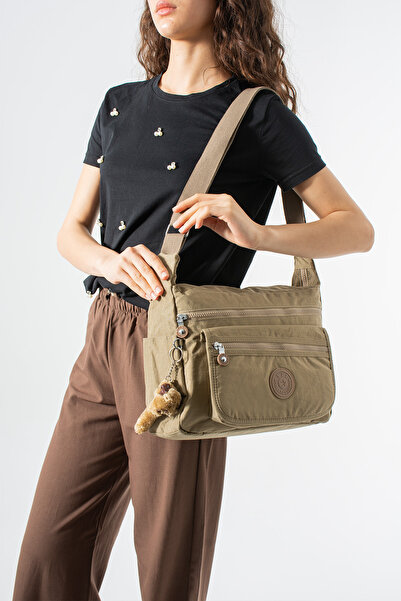 DUOMİNO Klinkır Multi-Pocket Water Resistant Milk Coffee Crinkle Shoulder Bag...