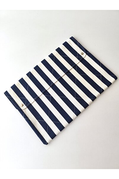 minart design Lacivert Çizgili Evrak Çantası Dosya Organizer Laptop Çantası