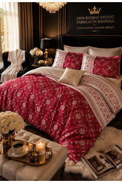RALEX PUCIOASA Set de lenjerie de pat din satin, 100% bumbac satin dublu, 6 p...