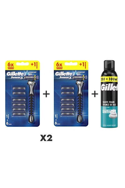 Gillette Sensor3 Tıraş Makinesi + 6 Yedek Tıraş Bıçağı 2 Adet + 300 ml Tıraş ...