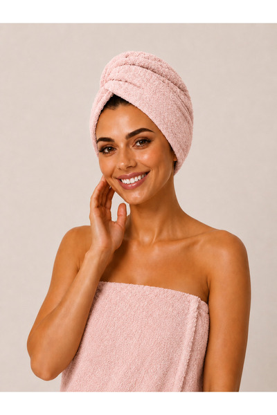 Pamuva 100% Cotton Hair Towel with Button and Elastic Detail - Lightweight an...