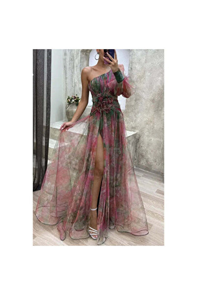 NEXBUY ™ Slant-Neck Mesh Split Dress