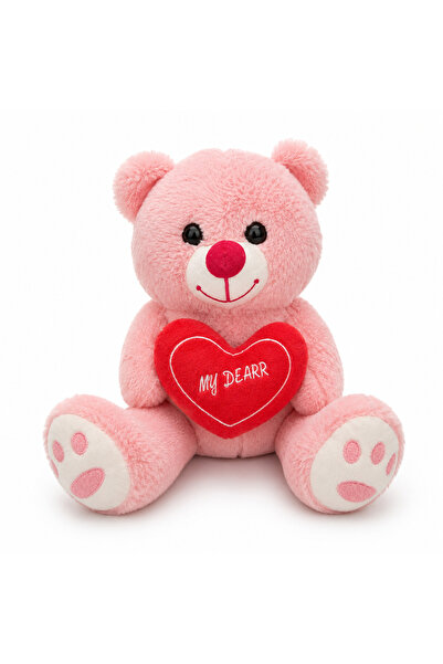 Hediye24 Heart Plush Teddy Bear – Pink 28cm
