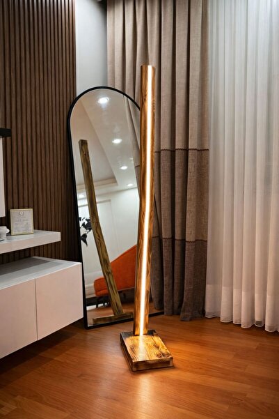 BEHLİ STORE Doğal Ahşap LED Lambader 170 cm Gün Işığı Kumandalı Dimmerli Tek ...