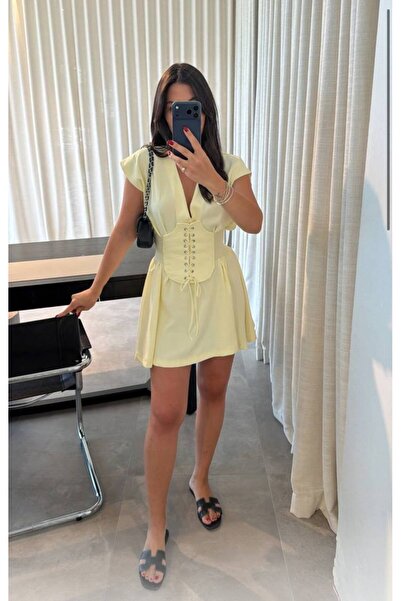 ruyaguneyboutique Sarı Korseli Elbise