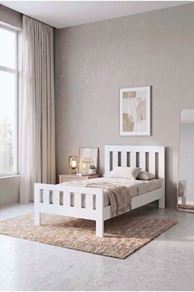 EGN WOODS Modern Beyaz MDF Karyola - Tek ve Çift Kişilik Yatak Ölçü Seçenekleri - Farklı Renk Alternatifleri