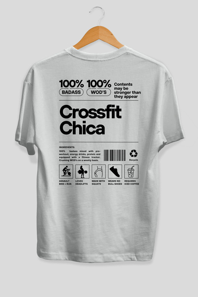 Ankhises Crossfit Chica Oversize bela majica sa printom na leđima, 100% pamuk...