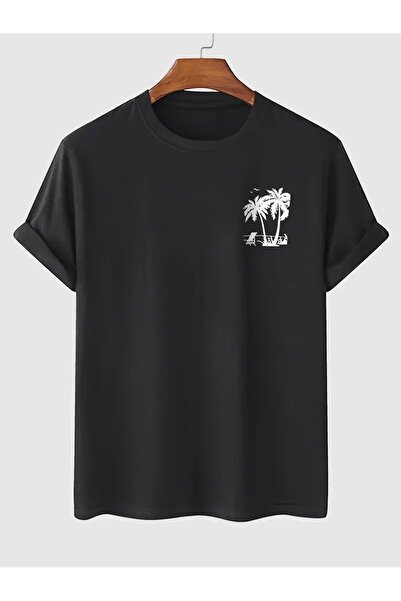 JENOLAN Tricou bărbătesc cu imprimeu palmier, supradimensionat, lejer