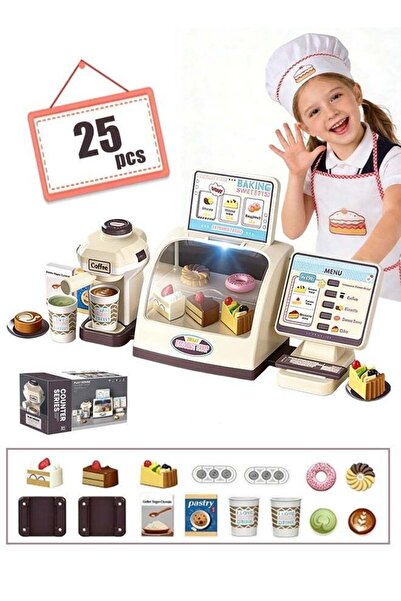 Gerenic Kids Dessert Making Toy Set Coffee Machine Play House Pretend Play Ca...