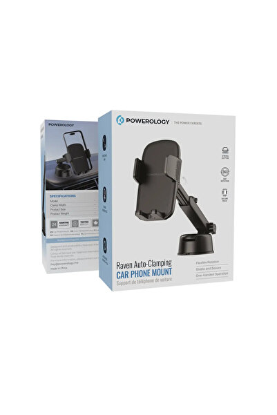 Powerology Raven Auto-Clamping Car Phone Mount Black