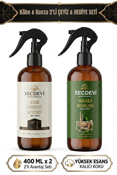 Secdevi Kabe & Ravza İkilisi - Çeyizlik Seccade ve Oda Kokusu Seti - Kabe & R...