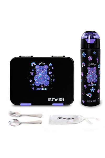 Eazy Kids Convertible Bento Lunch Box w/ Insulated Stainless Steel Water Bott...