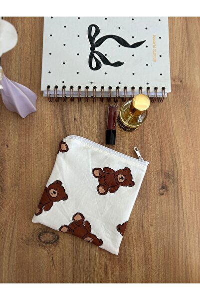 minyaturhayalim Ayıcık teddy astarlı fermuarlı küçük para cüzdanı ped ve maky...