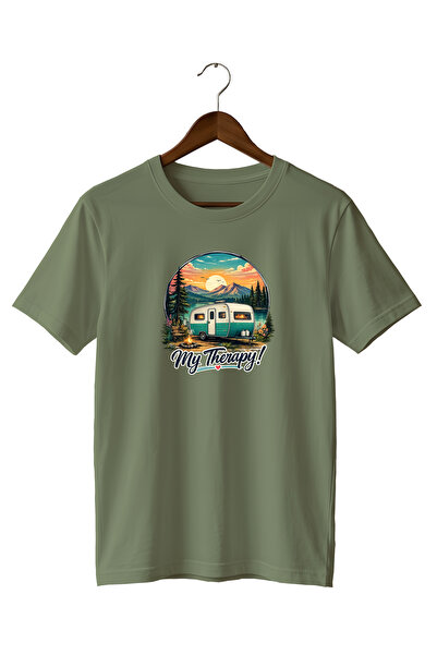 WİDİ Nature Mountain Caravan and Sunset My Therapy Printed T-Shirt 100% Cotton