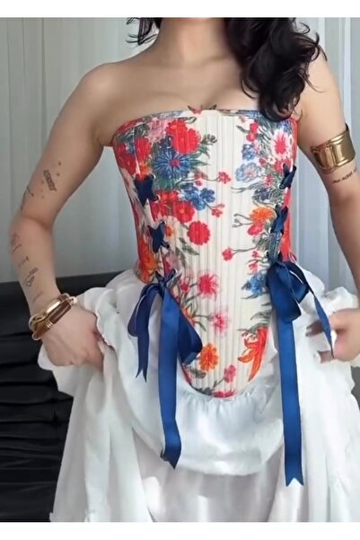 Kedi Fashion Çiçek desen tasarım model korse