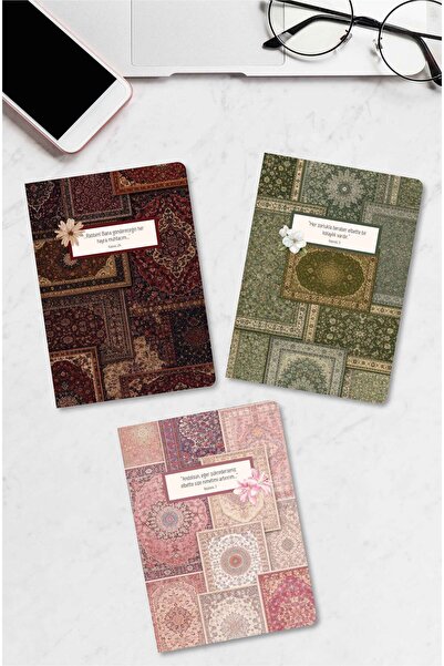 MuslimWalk Hesta – Kilim Kolaj Desenli – 3’lü Mininote Defter