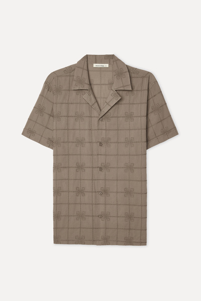 Mudo Men's mink embroidered regular fit resort collar short sleeve shirt