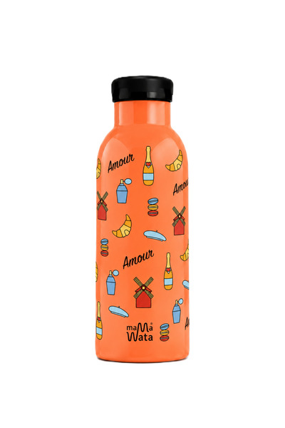 Mamawata Paris Pipetli Çocuk Termos Matara 470 ml Paslanmaz Çelik Sızdırmaz Y...